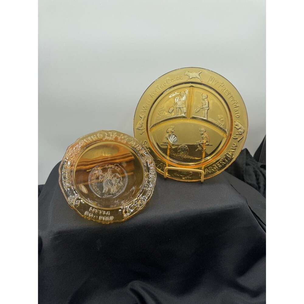 Vintage Tiara Child Dishes In Gorgeous Amber Color